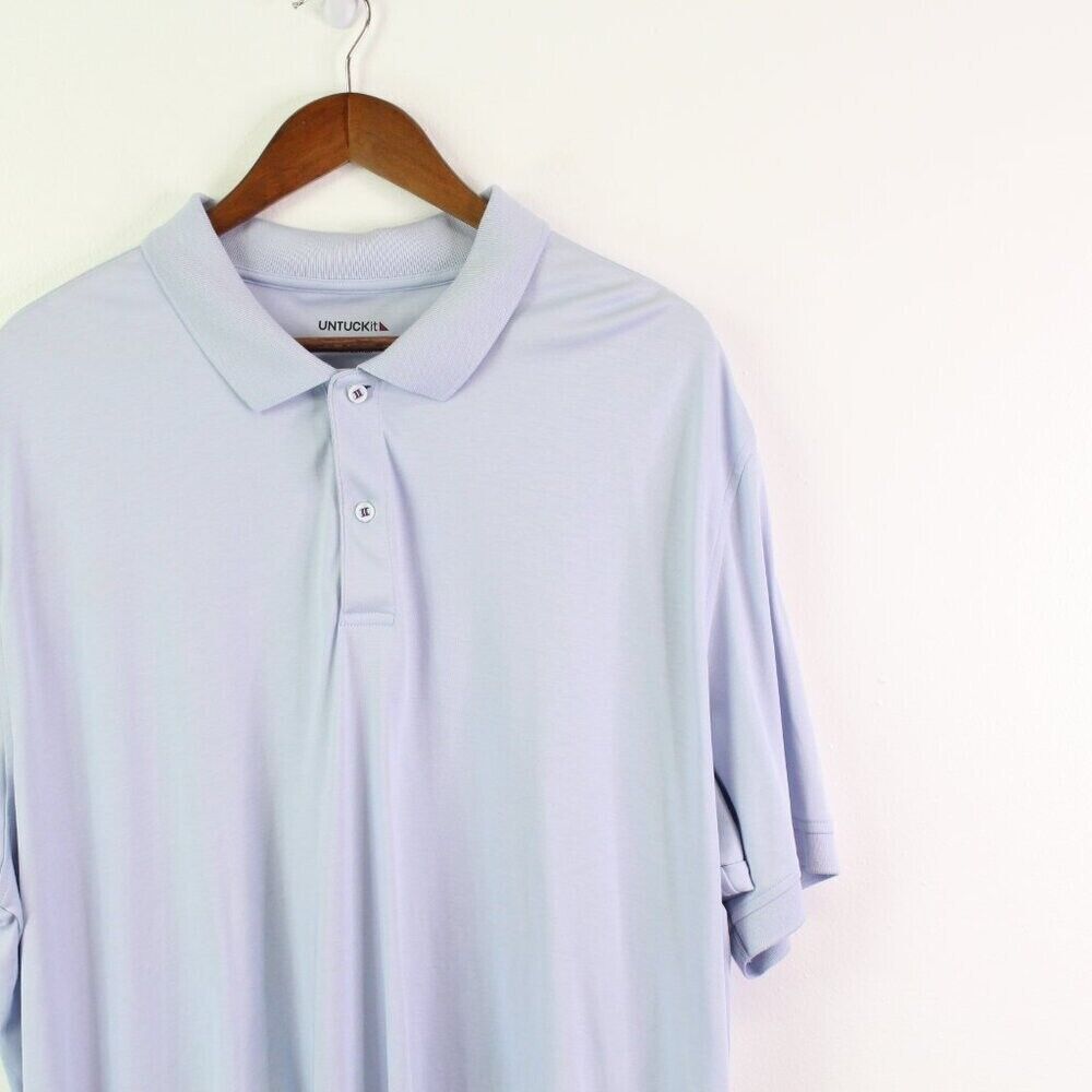 UnTuckit Damaschino Light Blue Cotton Polo Shirt Size XXXL